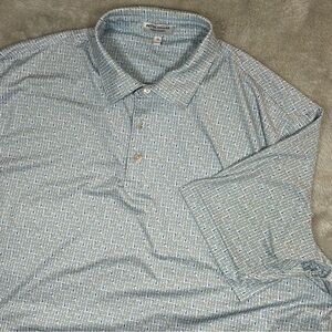 Peter Millar Short Sleeve Summer Comfort Polo Shirt Mens XL Geometric Blue